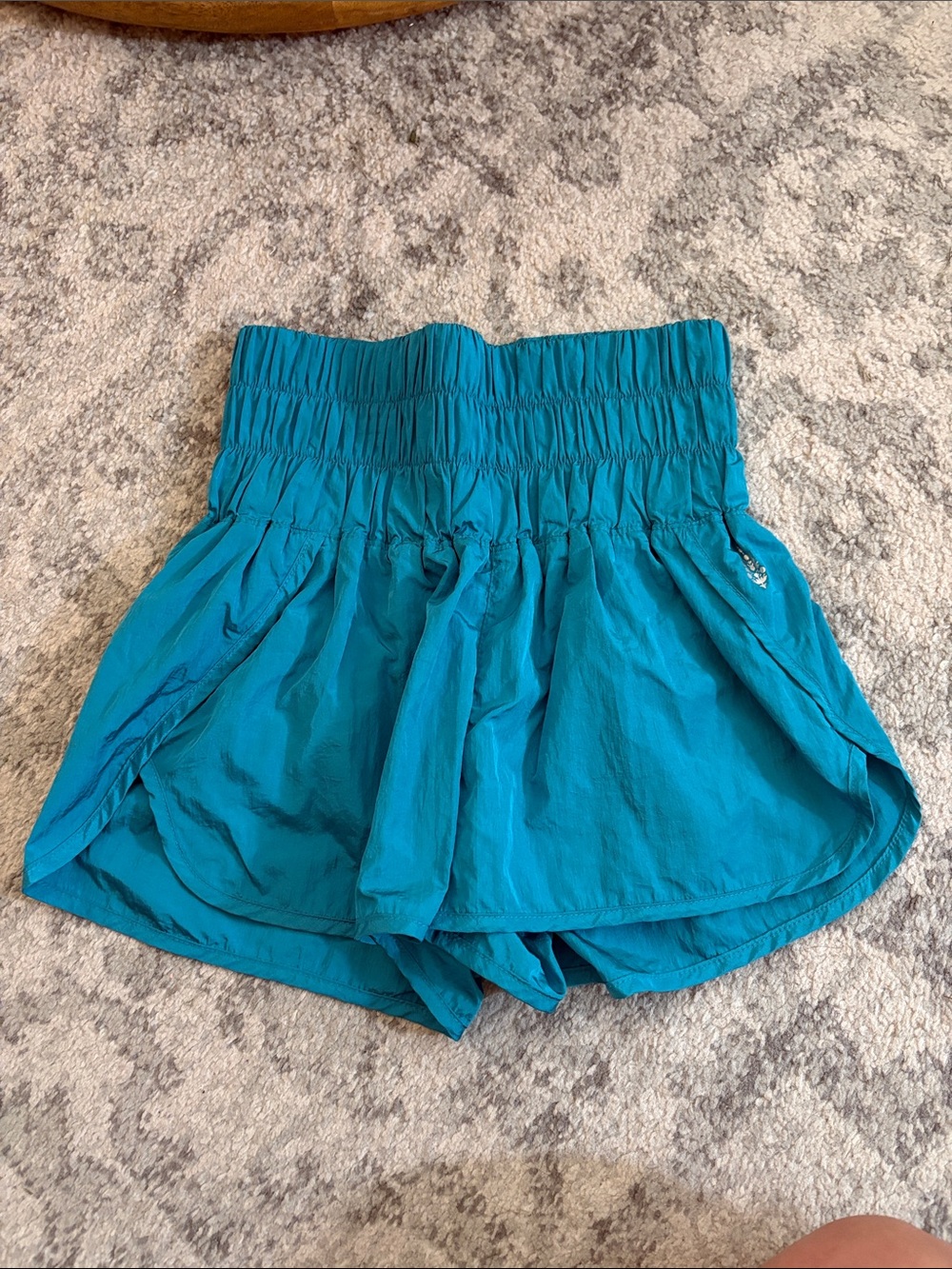 FP Movement by Free People Teal High-Rise Smocked Athletic Shorts